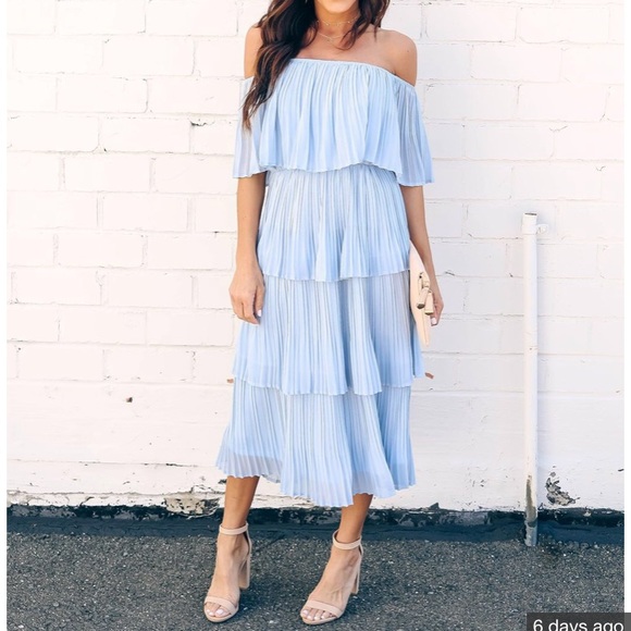 tiered pleated midi dress